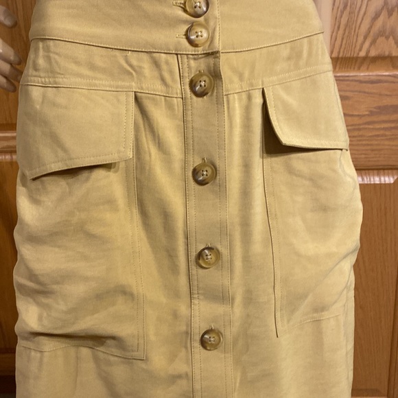 a new day - midi tan skirt with cute front pockets and complete button up front - Picture 2 of 10